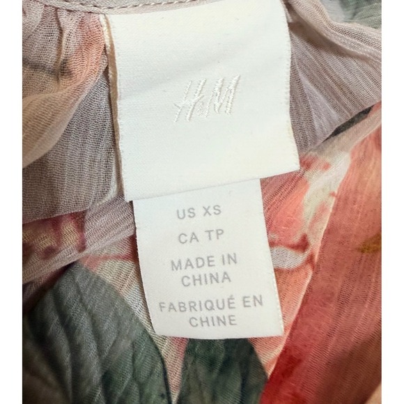 H&M Floral Maxi Dress Oversized XS Tiered Flowy Boho Vacation Women's - Picture 9 of 9